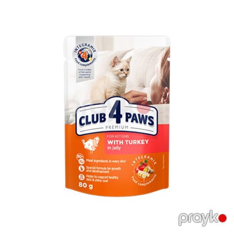 Pişiklər üçün nəm yem Club 4 Paws 0.8 q Pauç Jeledə tikələr Hind quşu — Bakı