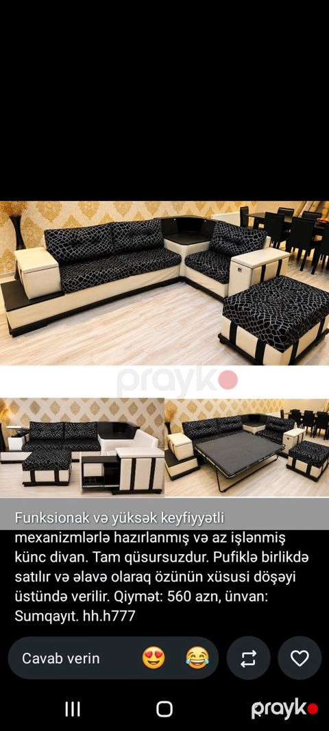 Funksional künc divan dəsti - Yüksək keyfiyyətli mexanizmlərlə — Bakı