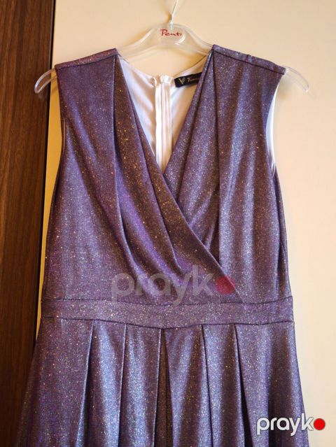 Parıltılı bənövşəyi uzun ziyafət geyimi - Model: Uzun, A-kəsimli — Bakı