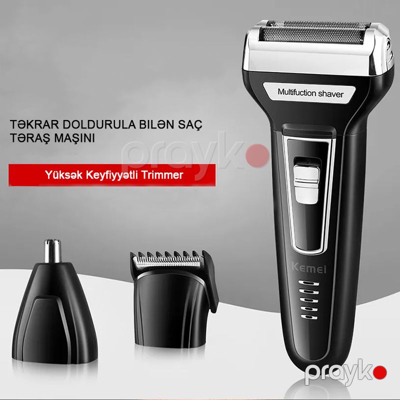 Kemei 3-ü 1-də Elektrikli Təraş Maşını Çoxfunksiyalı Trimmer Üzqırxan Saç Saqqal Kəsici 220vt — Usturalar, trimmerler və epilyatorlar, Bakı (3)