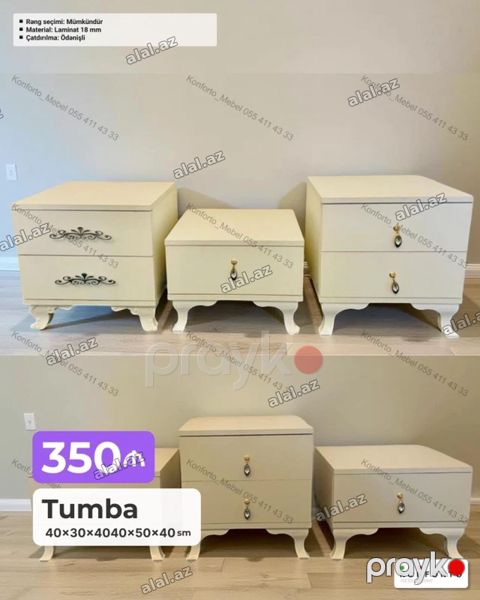 Tumba – 40×30×40 / 50×40 sm - Klassik dizaynlı, ağ/bej tonlarında — Bakı