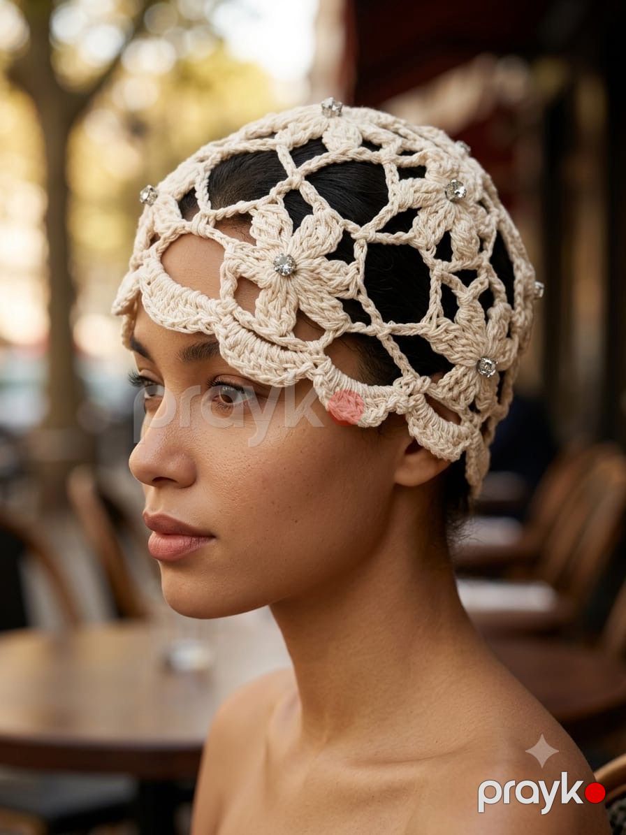 Beret, ağ, pambıq/trikotaj, ölçü Onesize — Mallar, Bakı (2)