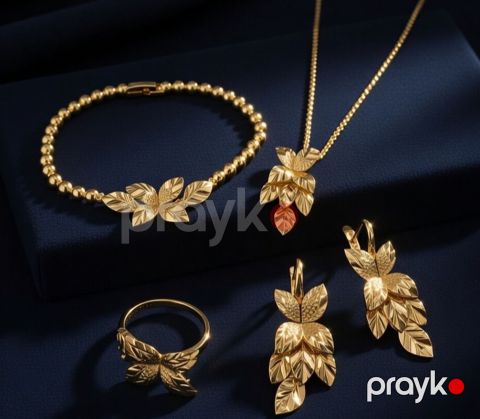 Bijuteriya dəsti boyunbağı, qolbaq, sırğa və üzük 0475 — Bakı
