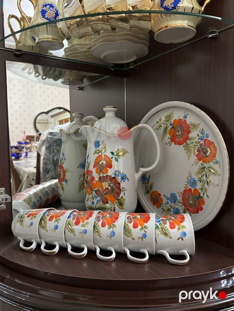 Çay dəsti, rəng - Narıncı, Farfor, 6 nəfərlik — Bakı