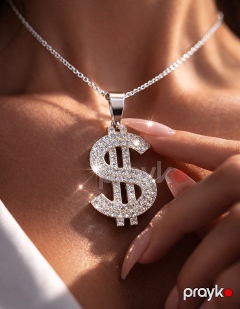 Qadın boyunbağı gümüş 925 əyar, dollar işarəsi ilə — Bakı