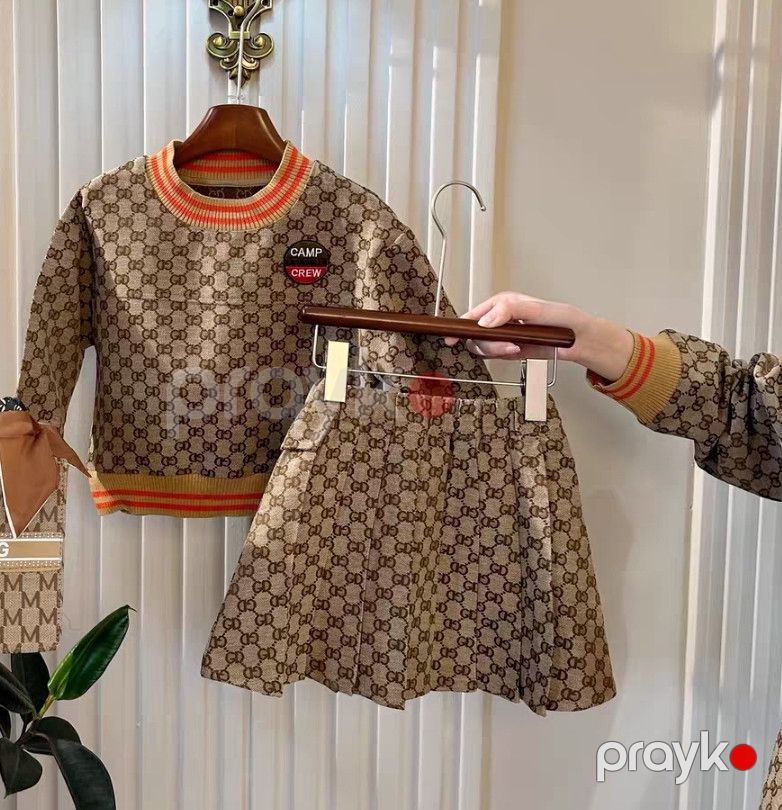 Qızlar üçün ətəkli dəst, qəhvəyi, pambıq/poliester, ölçü 3-4 yaş — Mallar, Bakı (2)