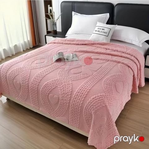Pled-örtük, bambuk/pambıq, çəhrayı, birnəfərlik, 150x200 sm — Bakı