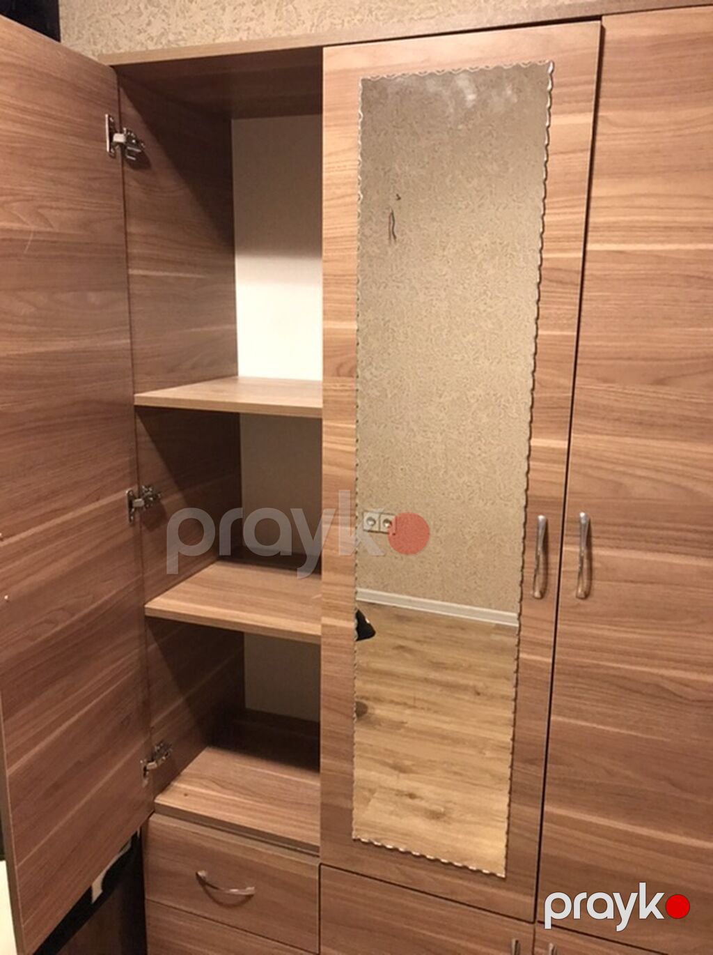 Üç qapılı paltar şkafı - Material: ağac teksturalı laminat (isti — Şkaflar, Xırdalan (4)