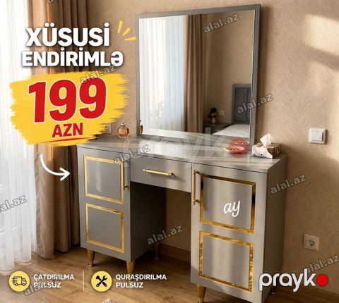 Güzgülü makiyaj/stol dəsti – xüsusi endirimlə 199 AZN. Xüsusiyyətlər — Bakı