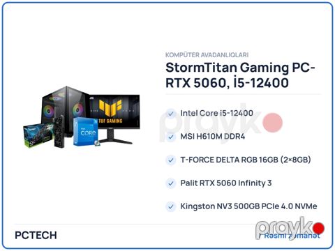 StormTitan Gaming PC- RTX 5060, İ5-12400 — Pctech — Computers & Laptops