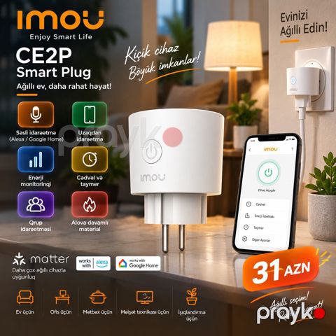 Imou CE2P Ağıllı Priz – Uzaqdan İdarəetmə Taymer — Bakı