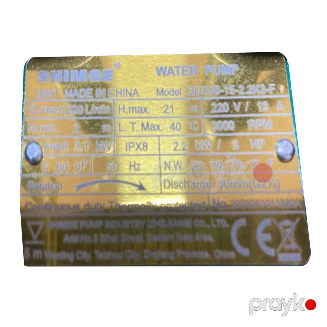 Drenaj nasosu Shimge QDX40-15-2.2 K3-F 2697 — Mallar, Bakı (2)