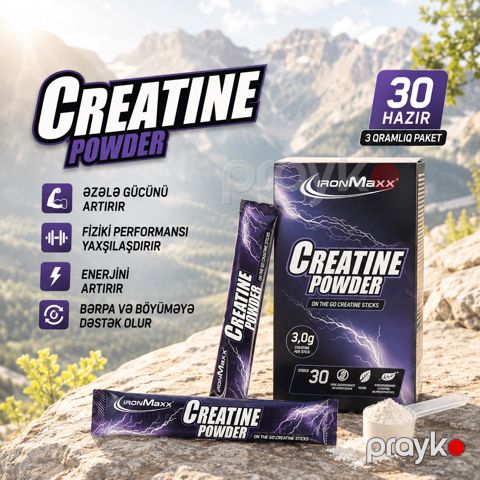 Kreatin IronMaxx Creatine powder sticks, 3 qr x 30 əd — Bakı