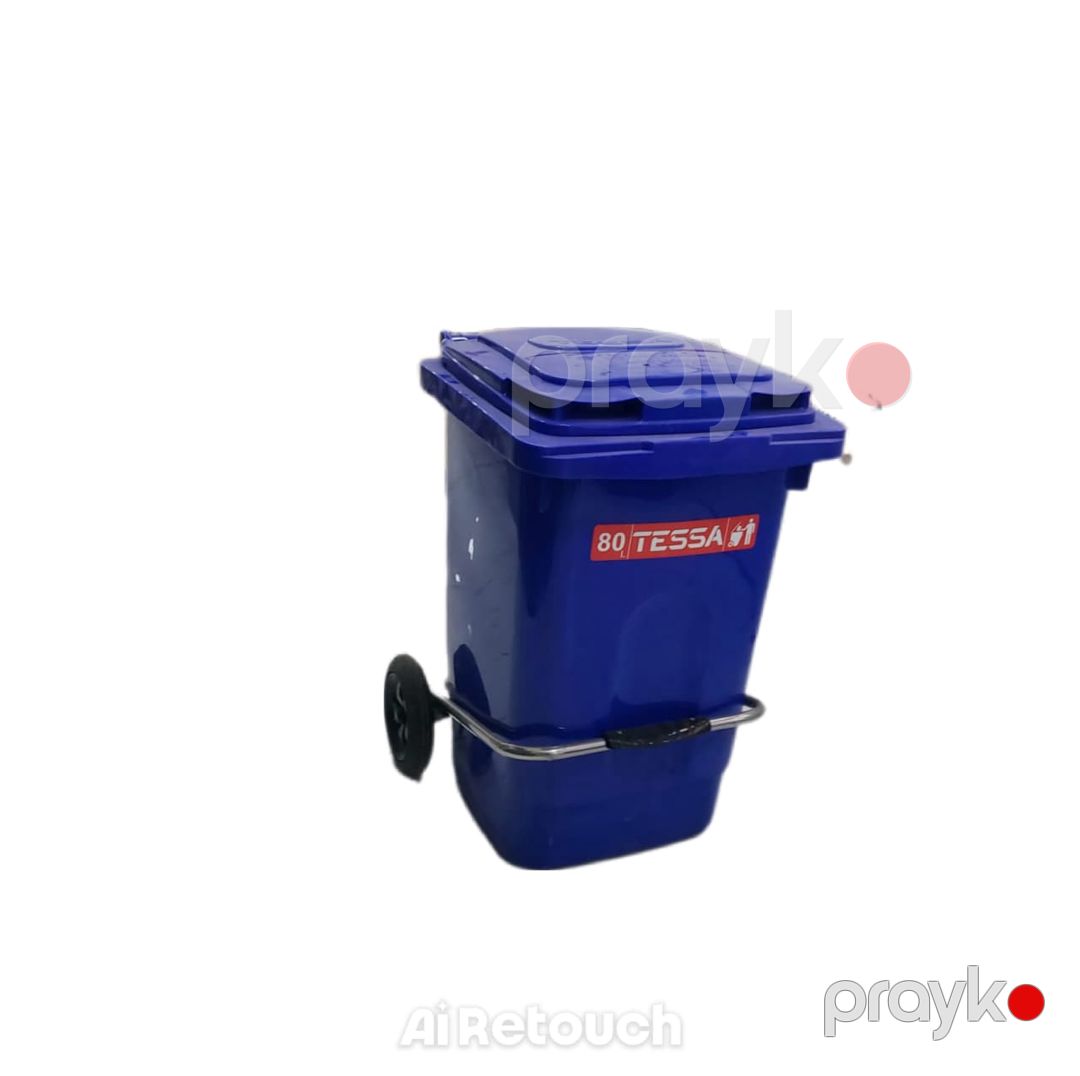 Zibil qabı Tessa, pedallı və təkərli, 80 l, göy — Mallar, Bakı (2)