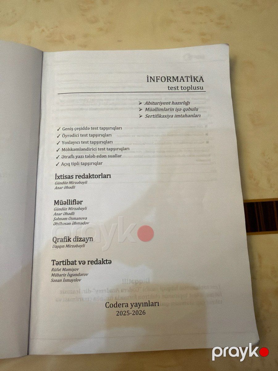 İnformatika Test Bankı Kodera(2-ci nəşr) — Məktəb və təhsil malları, Bakı (2)