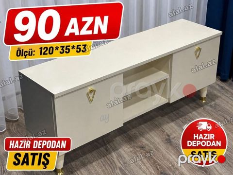 TV altlığı / media konsolu - Ölçü: 120 35 53 sm - Rəng: açıq krem — Bakı