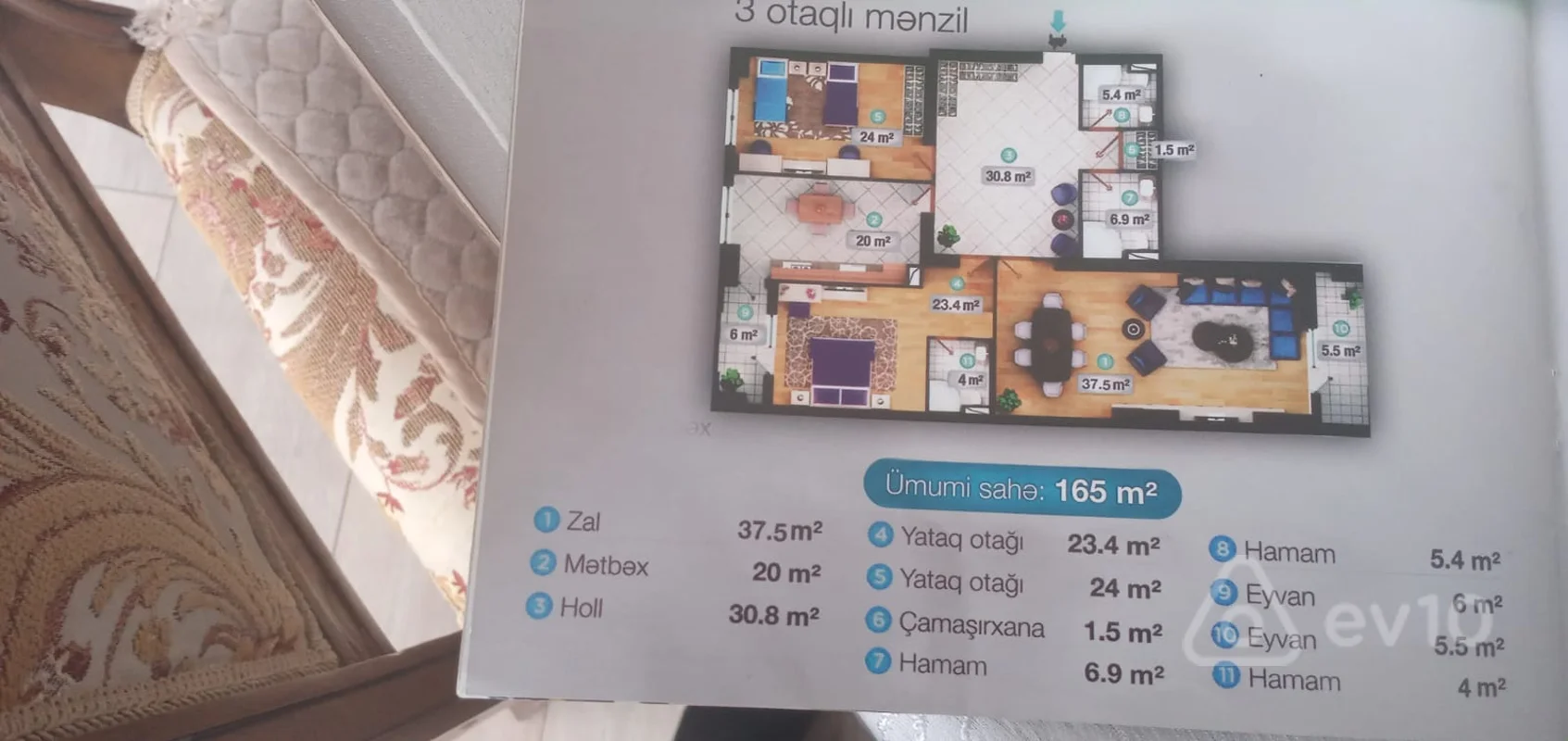 3 otaqlı mənzil, 165 m², Necefqulu Refiyev kucesi — Mənzil, Bakı (2)