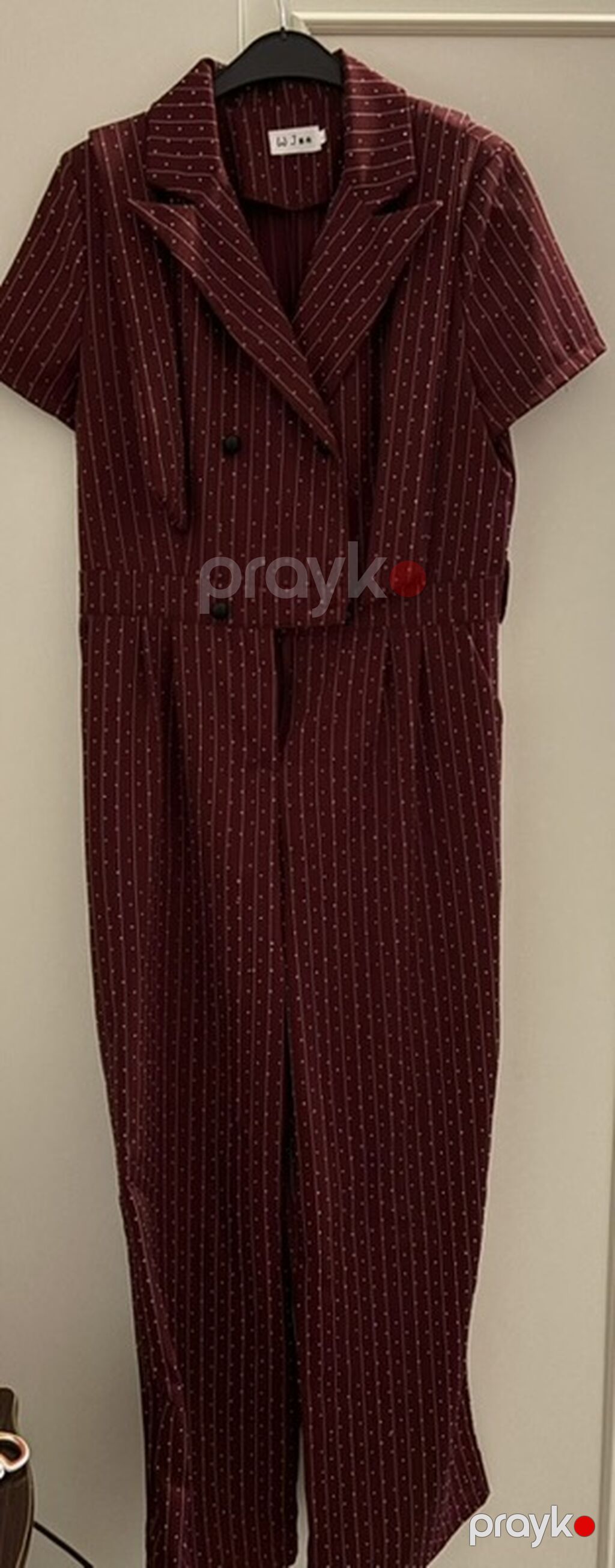 Bordo rəngli qadın kombinezonu - Model: qısaqollu, pencək yaxalı — Kombinezof, Bakı (3)