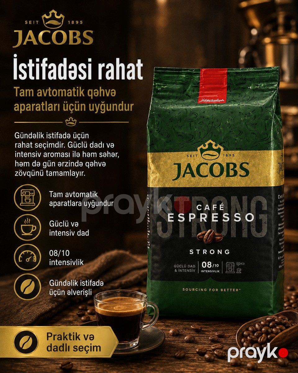 Jacobs Café Espresso Strong qəhvəsi 500 qram — Ərzaq məhsulları, Bakı (3)