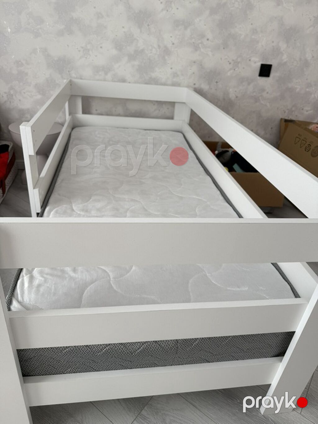 Uşaq çarpayısı – ağ rəngli, taxta karkaslı model - Material: möhkəm — Yataqlar, Saray (2)