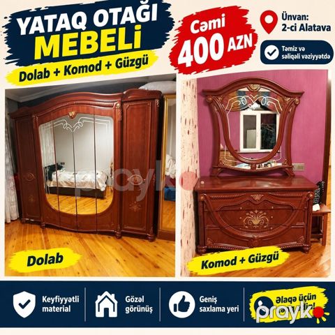 Aynur92 kod0001 Qiymət: 400 AZN Yataq Otağı Mebeli Satılır Dolab — Mehdiabad