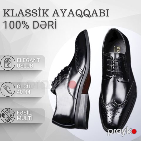 Kişilər üçün oksford EB 903, qara, təbii dəri, ölçü 44 — Bakı