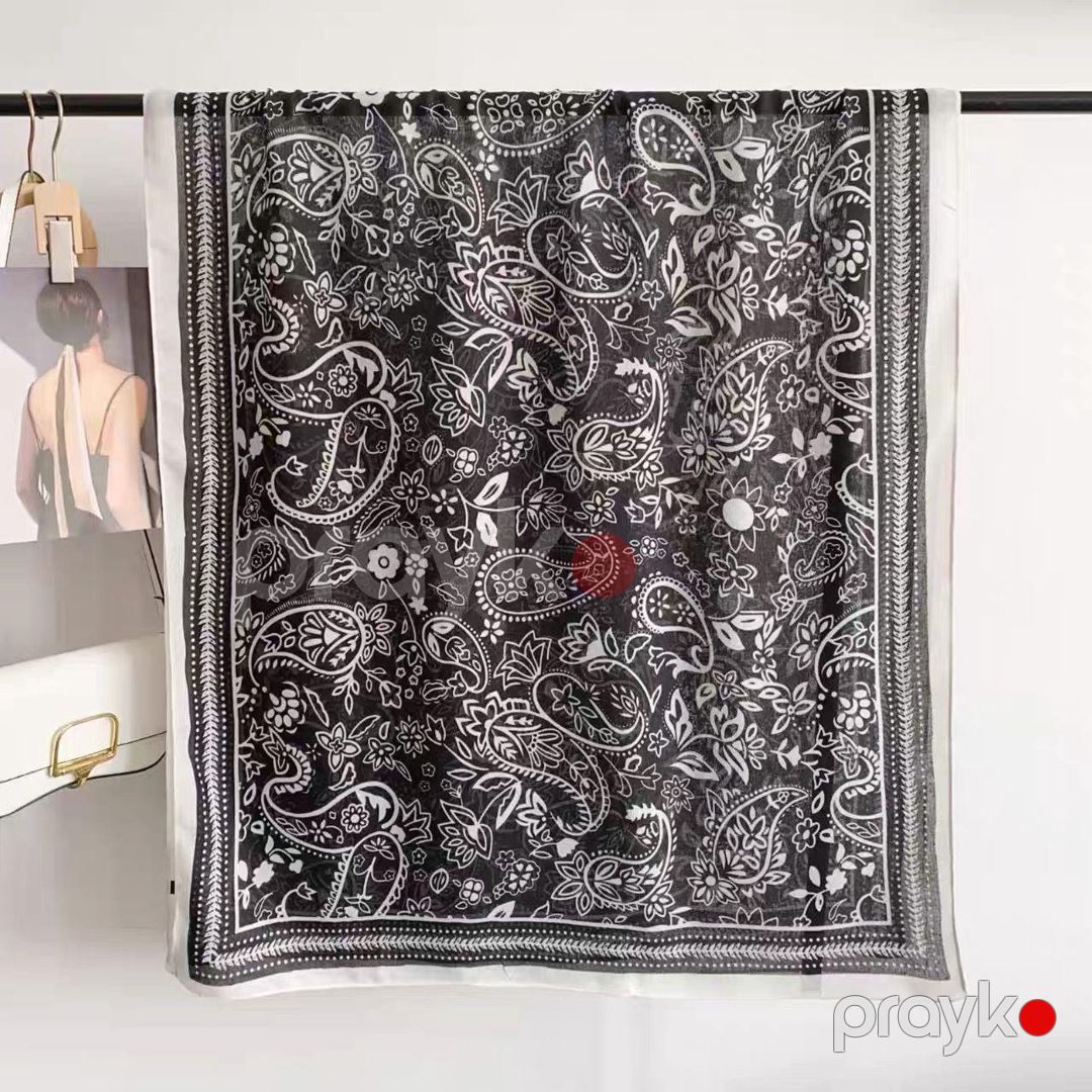 Şal qadınlar üçün A8917, kətan, ağ/qara, 75x180 sm — Mallar, Bakı (2)