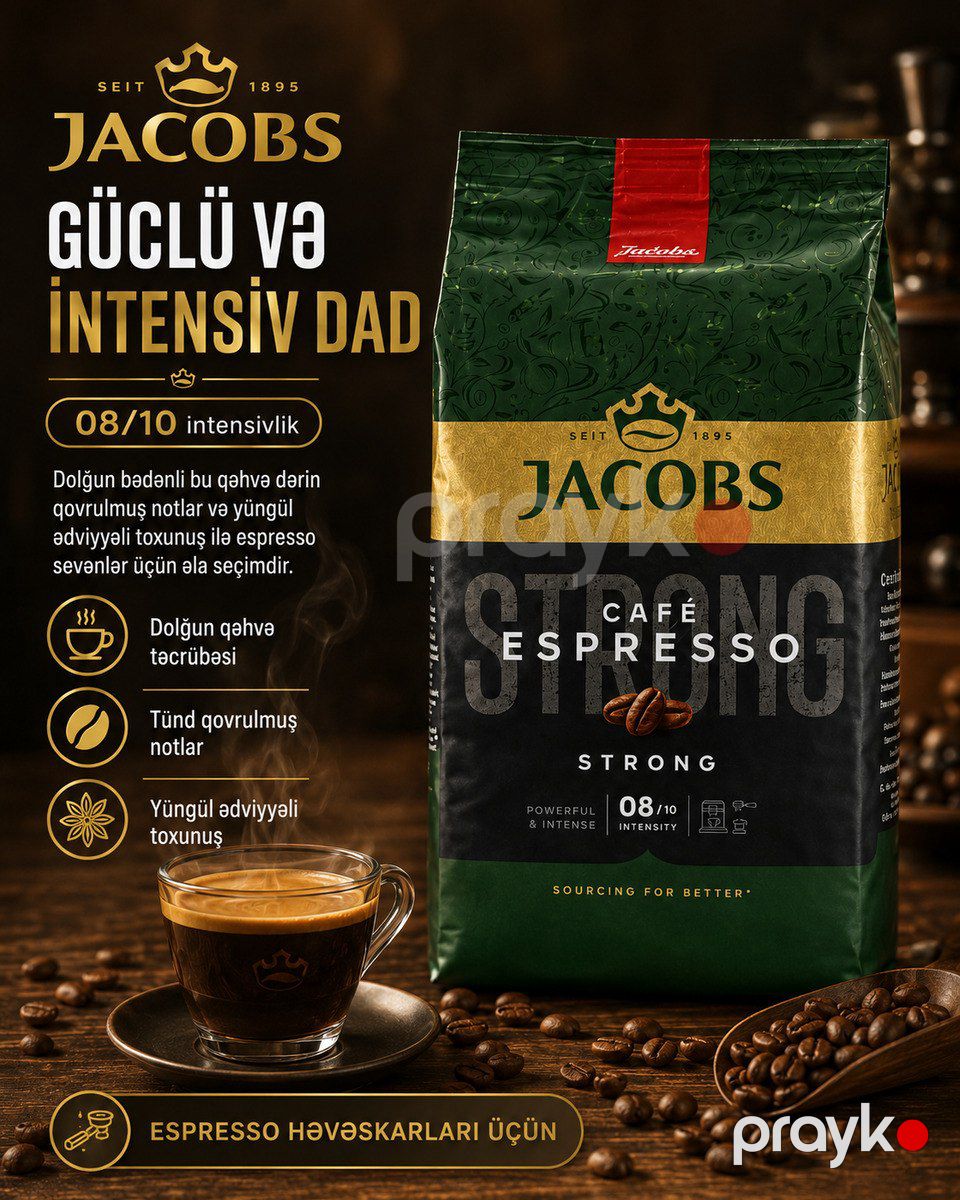 Jacobs Café Espresso Strong qəhvəsi 500 qram — Ərzaq məhsulları, Bakı (2)