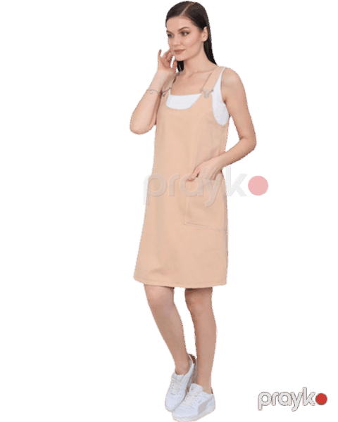 Hamilə qadınlar üçün sarafan Dessen des_3814, bej, pambıq/elastan, ölçü 40 — Bakı