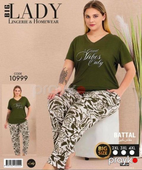 Qadınlar üçün ev geyimi dəsti Lady 10999_RB, yaşıl, ölçü 3XL — Bakı