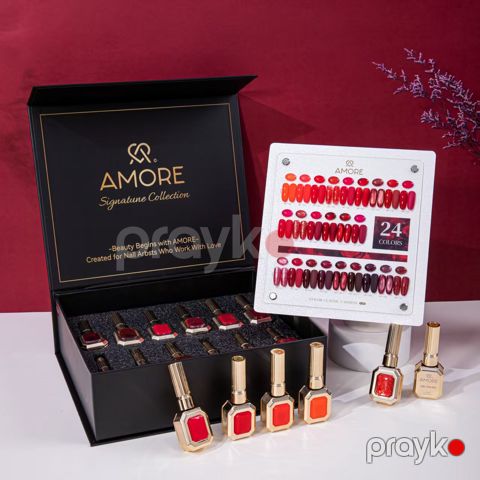 Gel lak dəsti Amore Signature Collection, qırmızı çalarlar, 12 ml x 24 rəng — Bakı