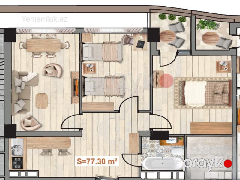Satılır 3 otaqlı Bina evi menzil (Yeni tikili), 77.3 m², Sabunçu rayonu — Mənzil, Bakı (4)