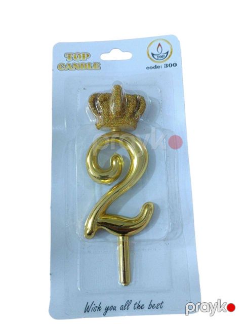 Tort üçün şamlar və bəzəklər Helium Baku rəqəm şam 2 qızılı - heliumdekor000043 — Bakı