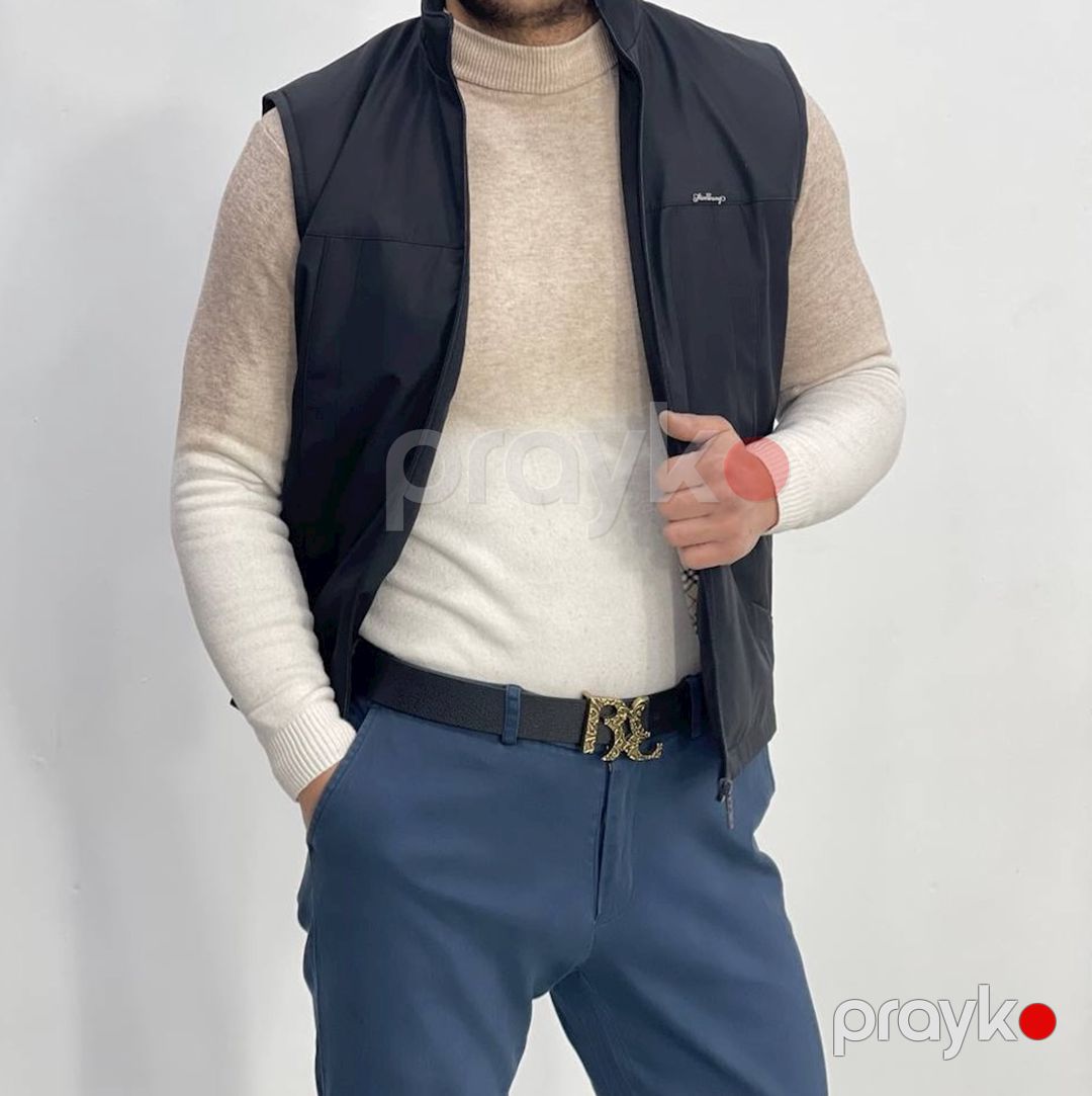 Kişilər üçün qalın jilet 1430-19000, qara, polyester, ölçü 52 — Mallar, Bakı (3)