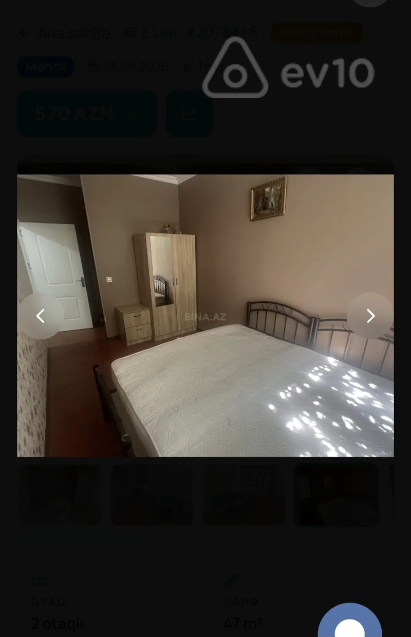 2 otaqlı mənzil, 50 m², Alı Mustafayev küçəsi 61 — kirayə — Mənzil, Bakı (3)