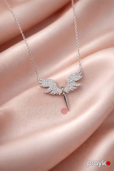 Qadınlar üçün gümüş boyunbağı slvbj_100743, 925 əyar, zirkon qaşlı, 45 sm, 4 q — Bakı