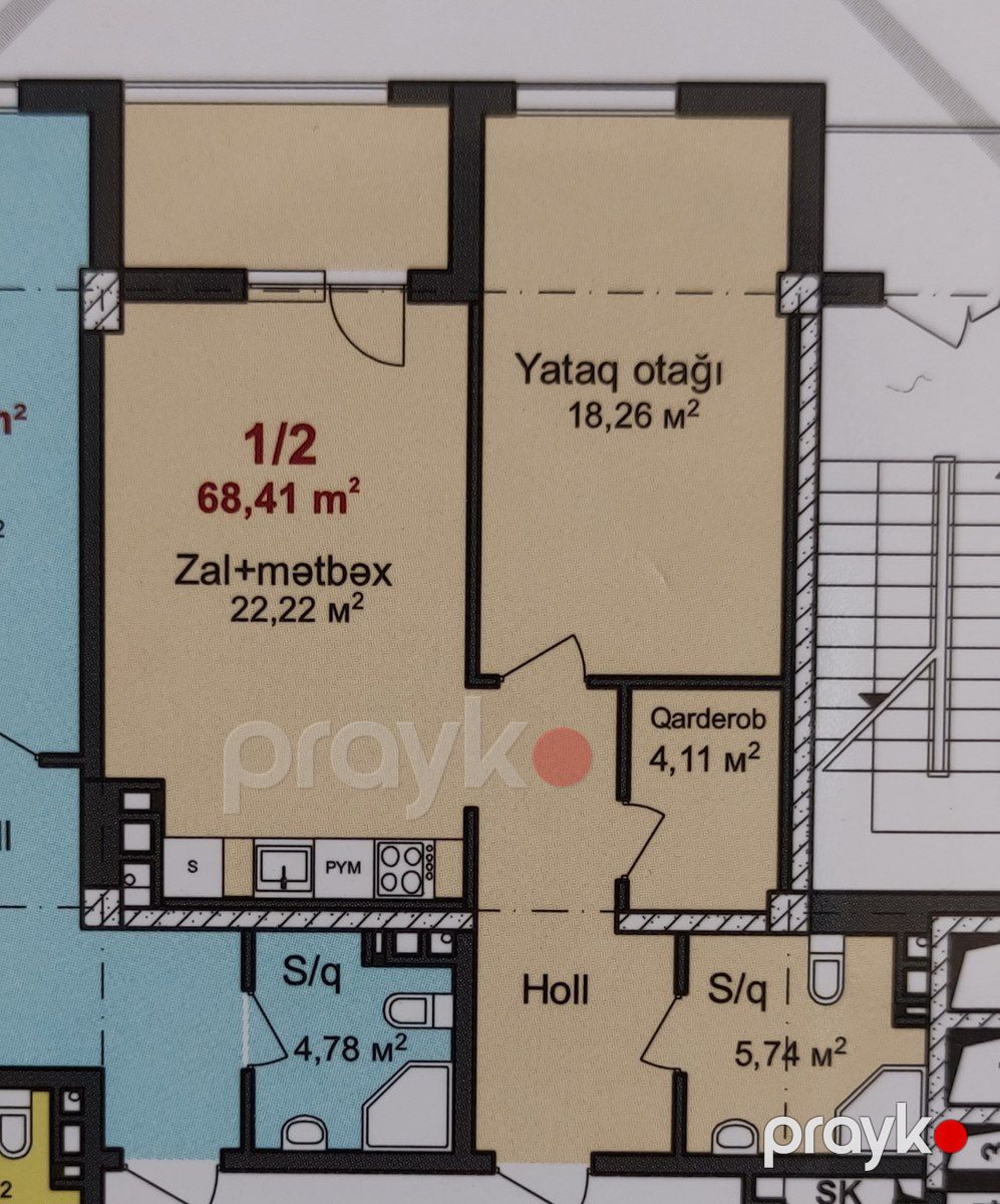 Satılır 1 otaqlı yeni tikili 68.4 m² — Mənzil, Bakı (2)