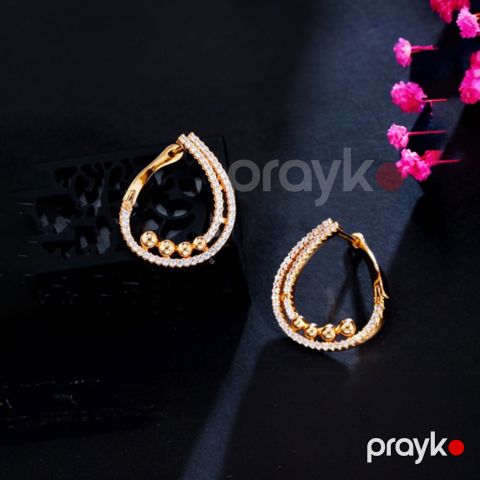 Sırğalar qadınlar üçün 275, sirkon/14K rodium örtüklü mis, qızılı — Bakı