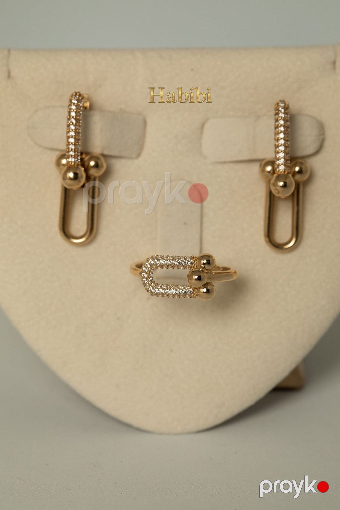 Zinət dəsti sırğa və üzük Habibi Jewellery HJ784, qızıl 585 əyar, 5.16 q — Mallar, Bakı (2)