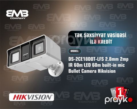 DS-2CE18DOT-LFS 2.8mm 2MP IR60m LED 60m — Bakı