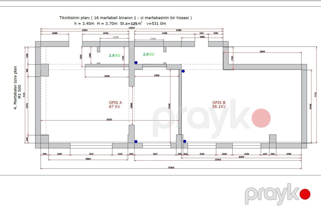 İcarəyə verilir 1 otaqlı ofis 67 m² — Ofis, Bakı (12)