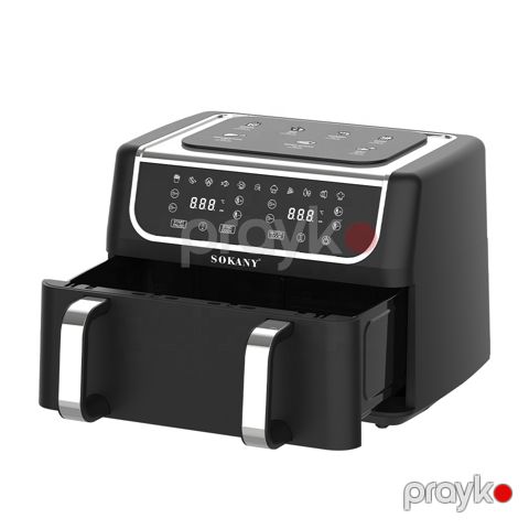 Sokany İkiqat Korpa Air Fryer – 10/11/12L, İki Müstəqil Bölmə, Böyük Tutumlu və İki Zonalı — Bakı