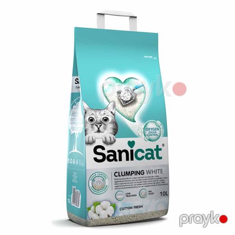 Topalaşan doldurucu pişiklər üçün Sanicat Clumping White Cotton Fresh 10 l