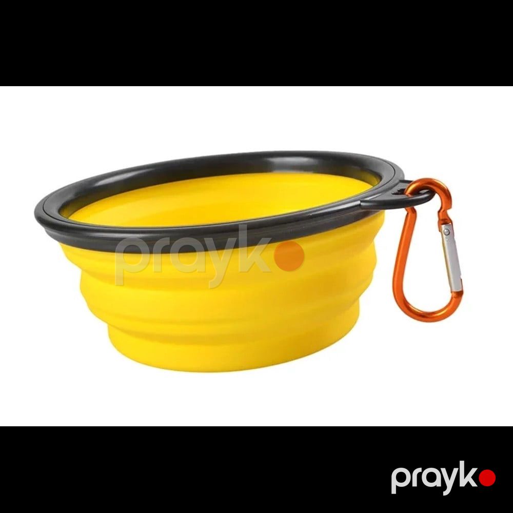Yığılan yem və su qabı it və pişiklər üçün karabinli, sarı — Mallar, Bakı (3)
