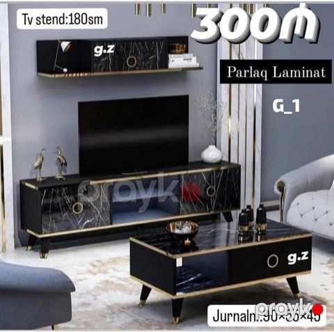 Parlaq laminatdan TV dəsti və jurnal masası - Model: G_1 - Material — Digah
