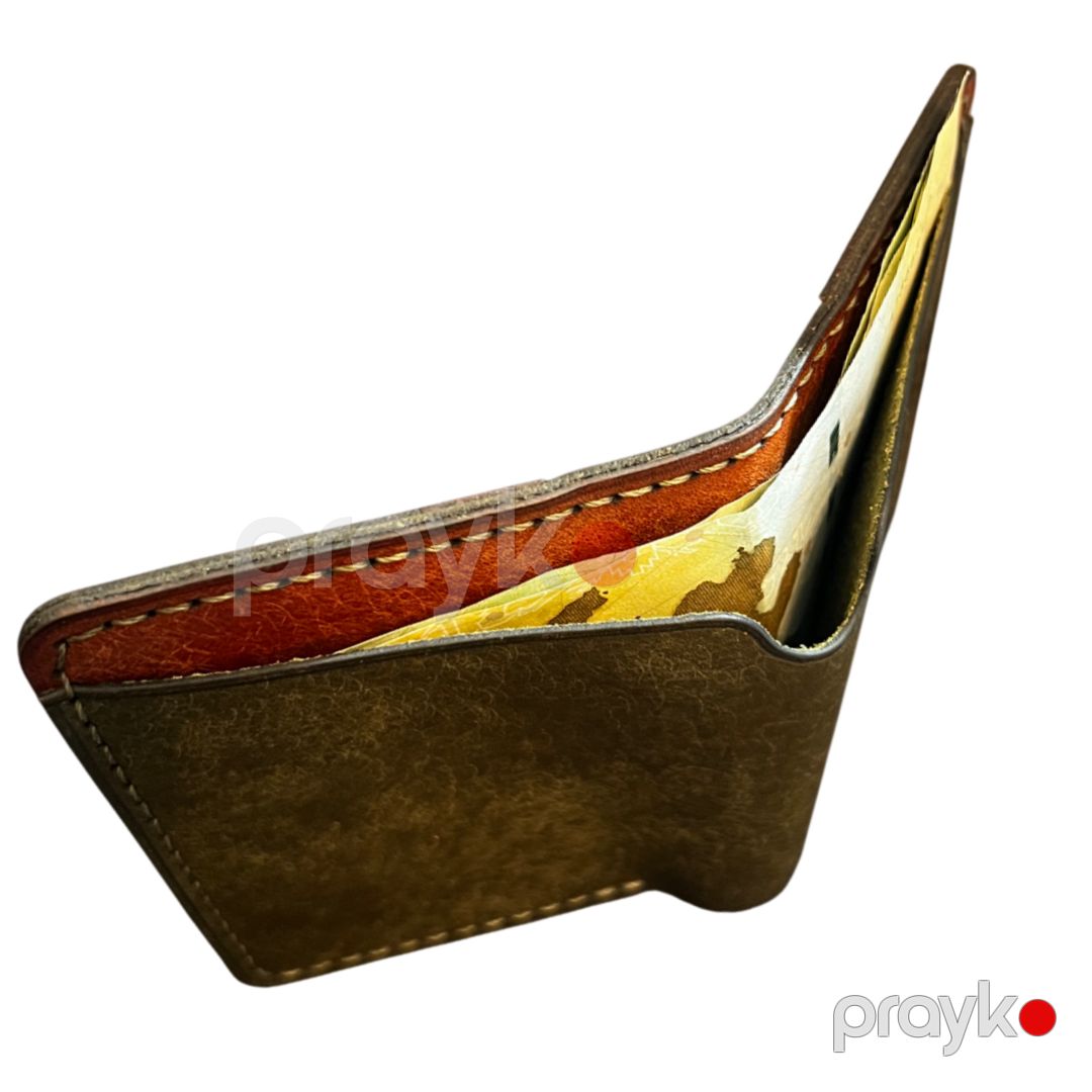 Pul kisəsi OL-3594, dəri, yaşıl/qəhvəyi, 9.1x10.8 sm — Mallar, Bakı (3)