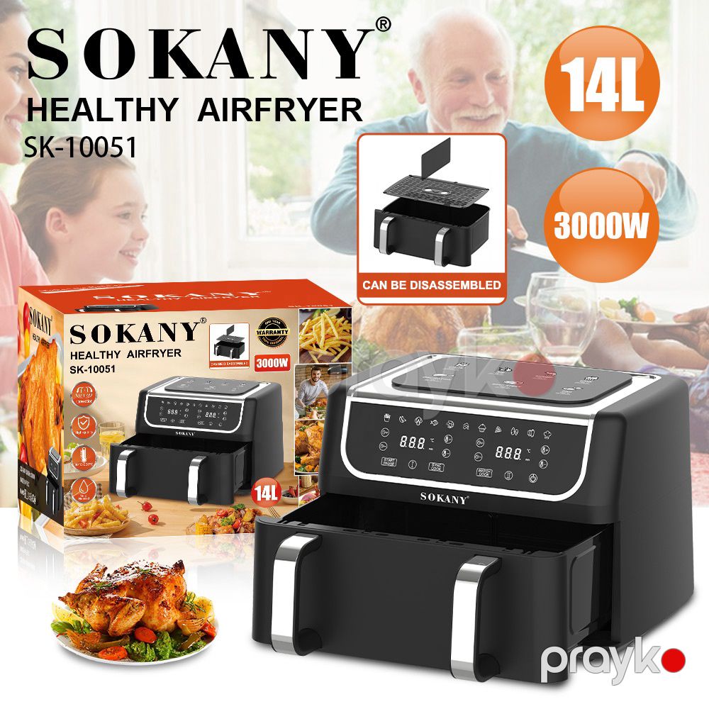 Sokany İkiqat Korpa Air Fryer – 10/11/12L, İki Müstəqil Bölmə, Böyük Tutumlu və İki Zonalı — Digər mətbəx texnikası, Bakı (4)