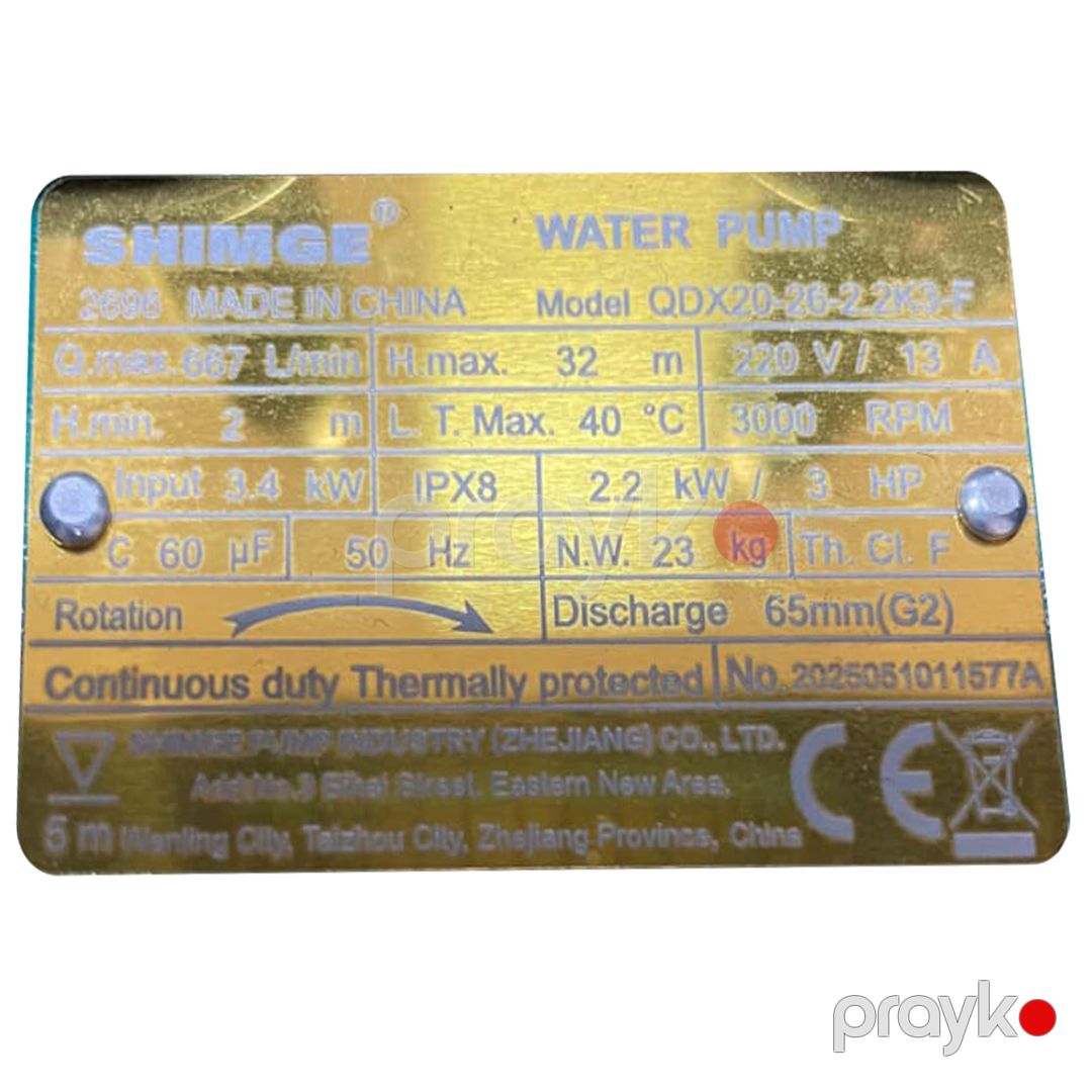 Drenaj nasosu Shimge QDX20-26-2.2K3-F 2696 — Mallar, Bakı (2)