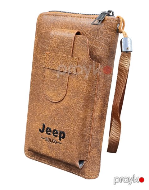 Kişilər üçün pulqabı, poliuretan, 19×10 sm, 8 kart bölməsi, açıq qəhvəyi, Çin istehsalı - WCo_Jeep_LightBrown — Bakı