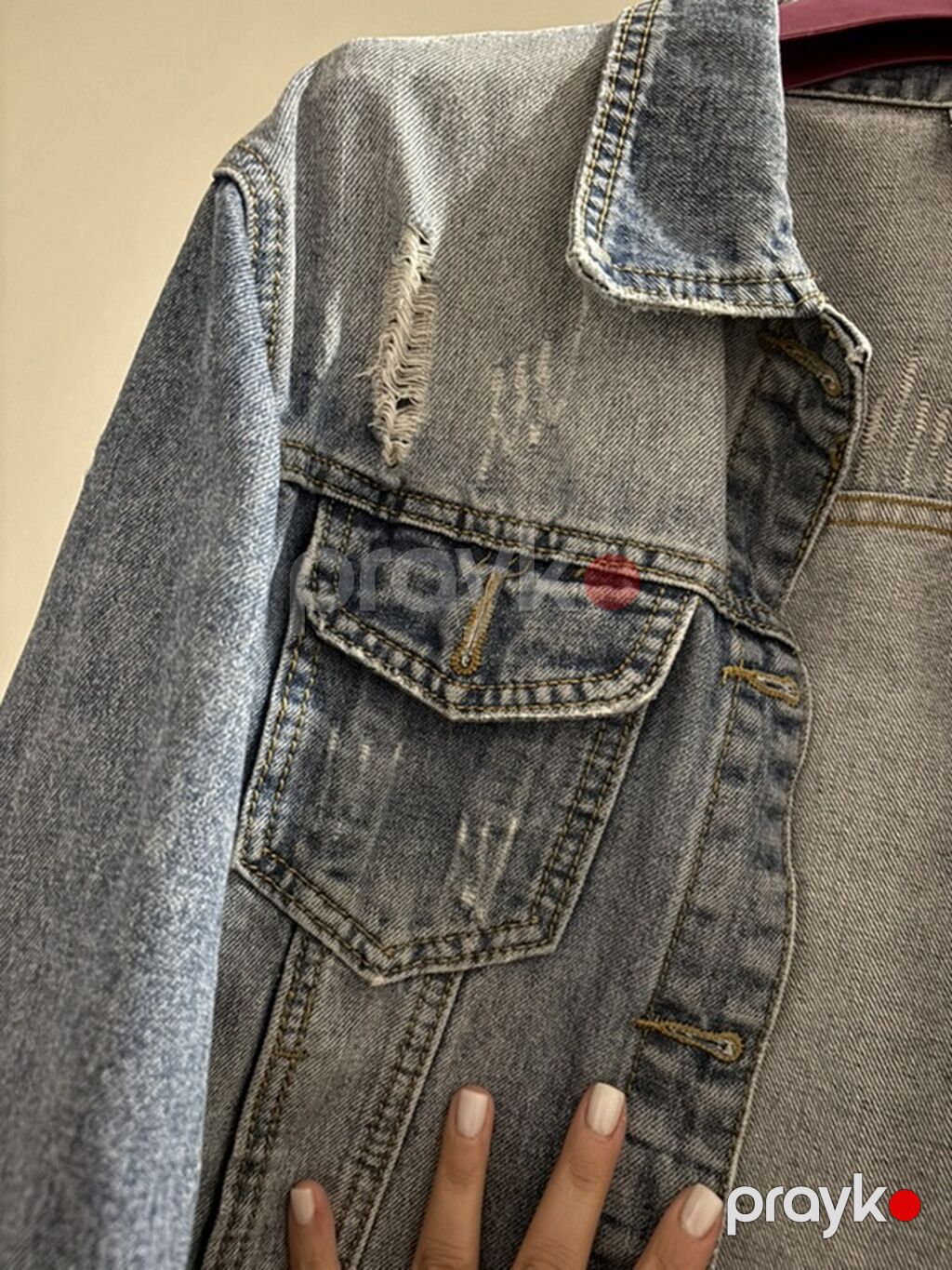 Denim cins gödəkçə - Rəng: orta-mavi yuyulmuş (stonewash effekti) — Caketi, Bakı (3)